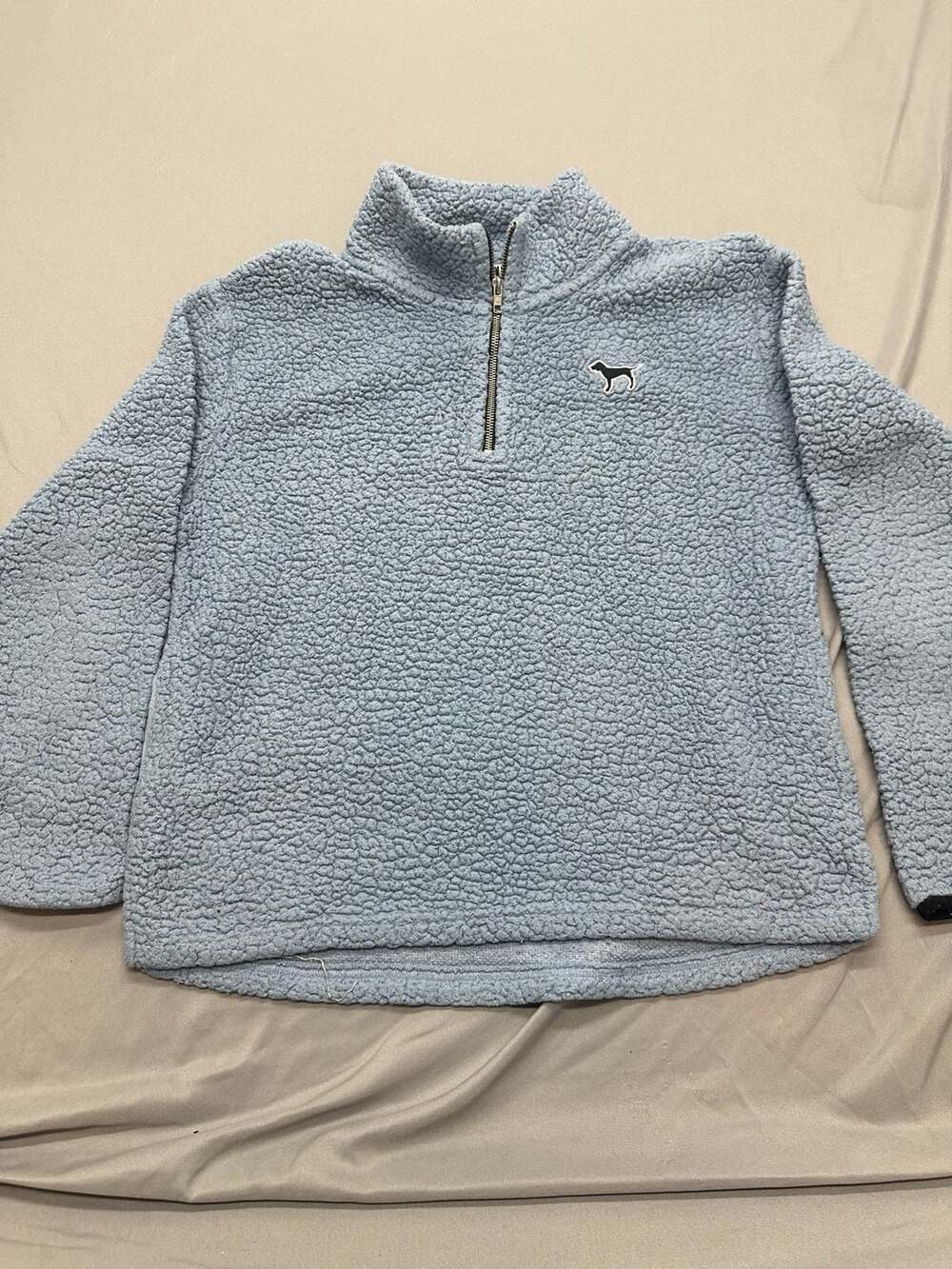 Victoria's Secret PINK Sherpa Fleece Quarter-Zip Pullover Blue Size S